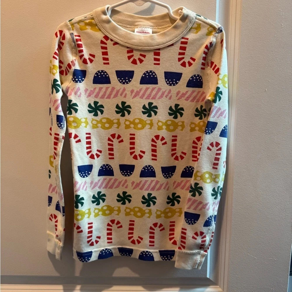 Hanna Andersson White Cotton Long Sleeve Stocking Sweets Colorful Pajama Top 6